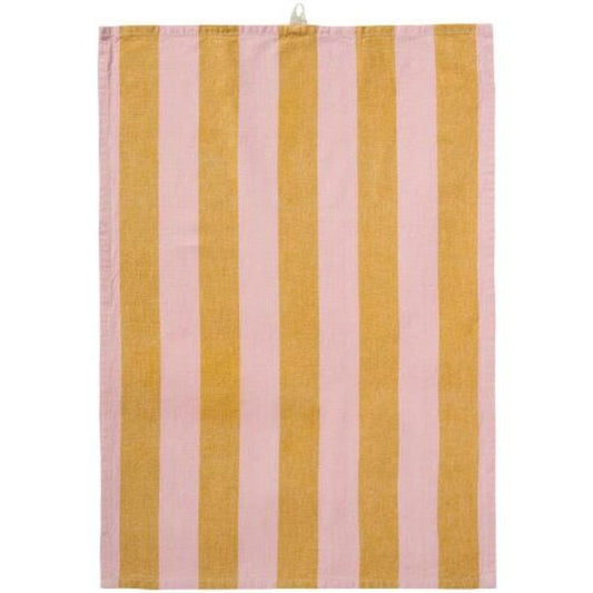 Geschirrtuch Linus m/ mustard und hellrosa breiten Streifen