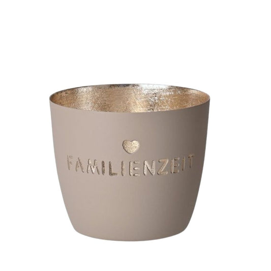 GiftCompany Madras Windlicht Familienzeit, sandstone/gold
