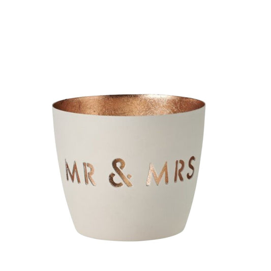 Gift Company Madras, Windlicht M, MR & MRS, weiß/gold