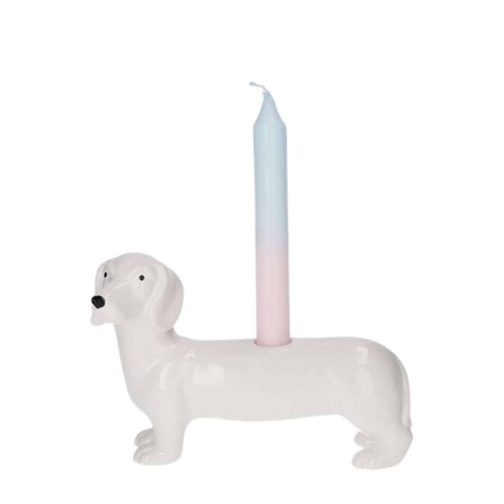 GiftCompany Mignon Kerzenhalter Dackel weiß