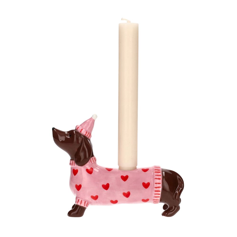 Giftcompany Kerzenhalter Dackel mit Mütze, rosa