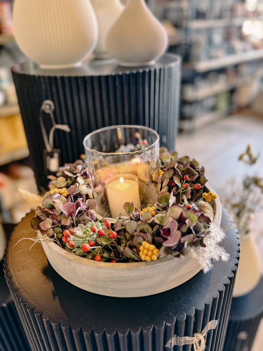 Workshop Herbst im Betonkranz mit Windlicht gestalten