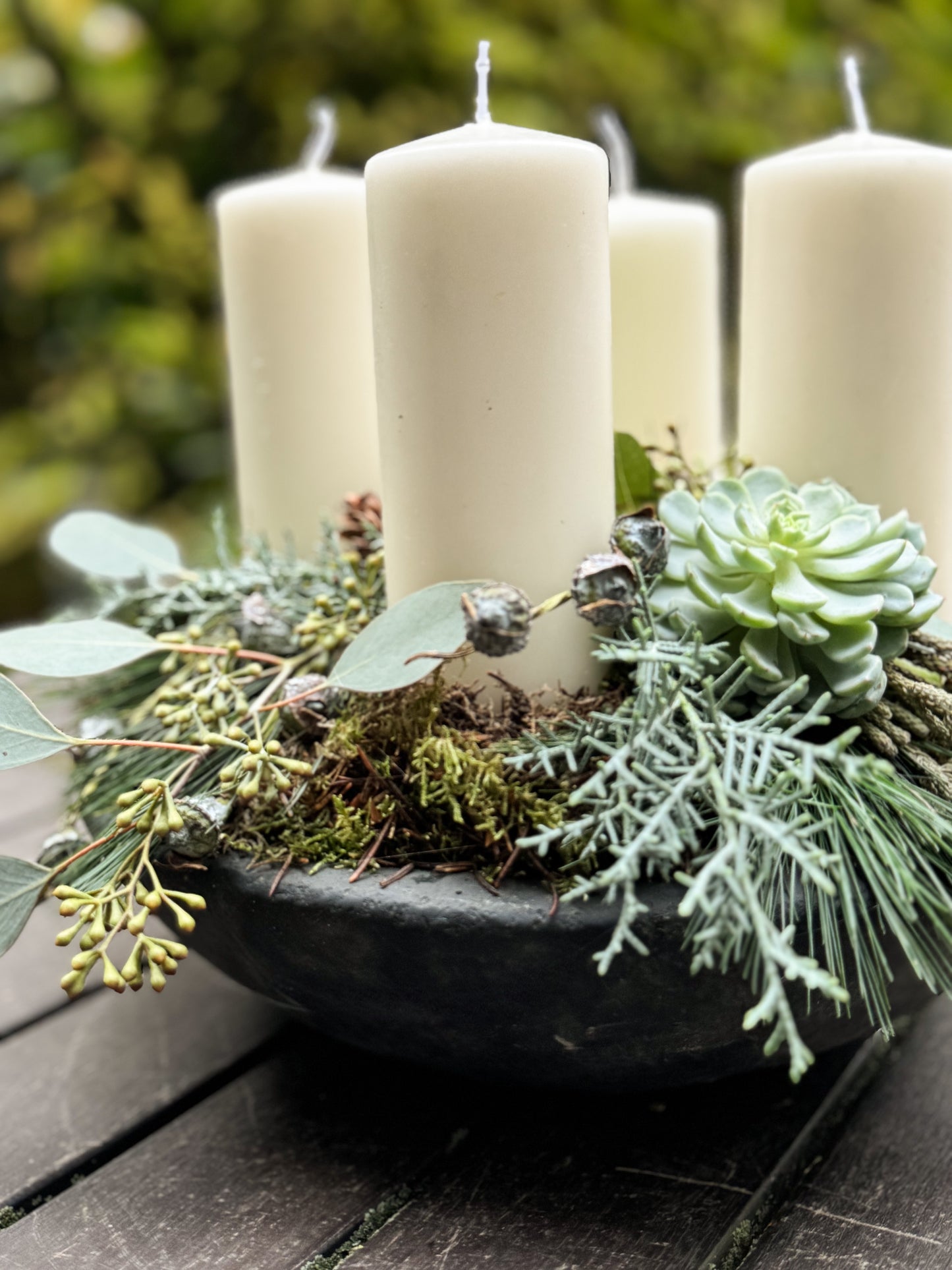 Workshop Adventskranz in Betonschale