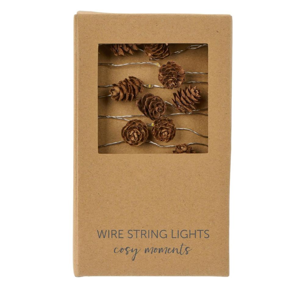 Ib Laursen Lichterkette mit 10 LED-Lichtern und Zapfen