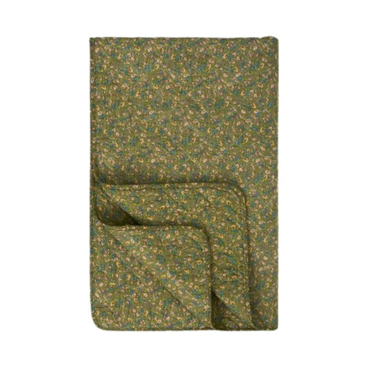 Ib Laursen Quilt grau m/grünen, blauen und rosa Blumen