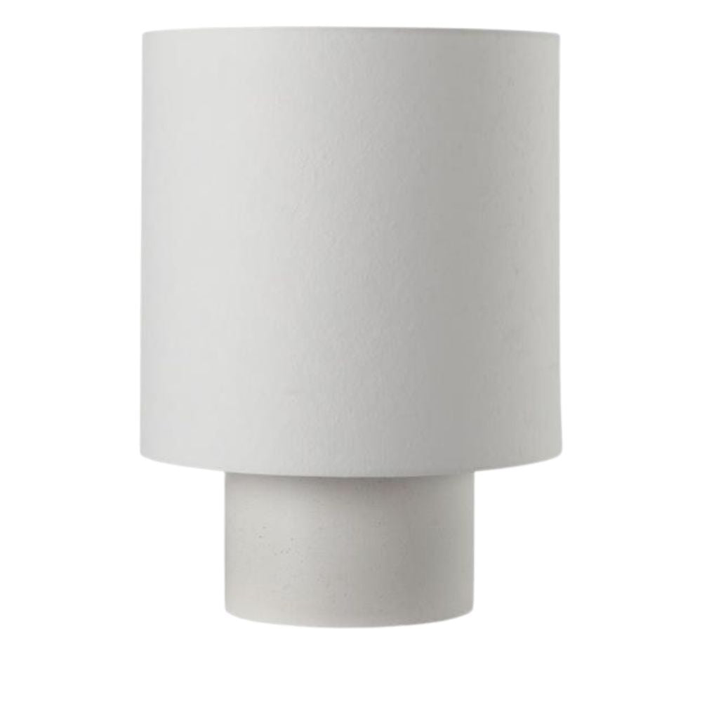 Ib Laursen Tischlampe groß m/weißem Zementfuß, Papierschirm, Leitung m/Schalter