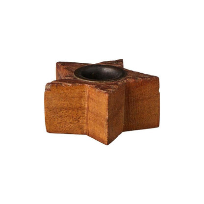 Kerzenhalter f/2,2 cm Kerze Stern UNIKA Holz