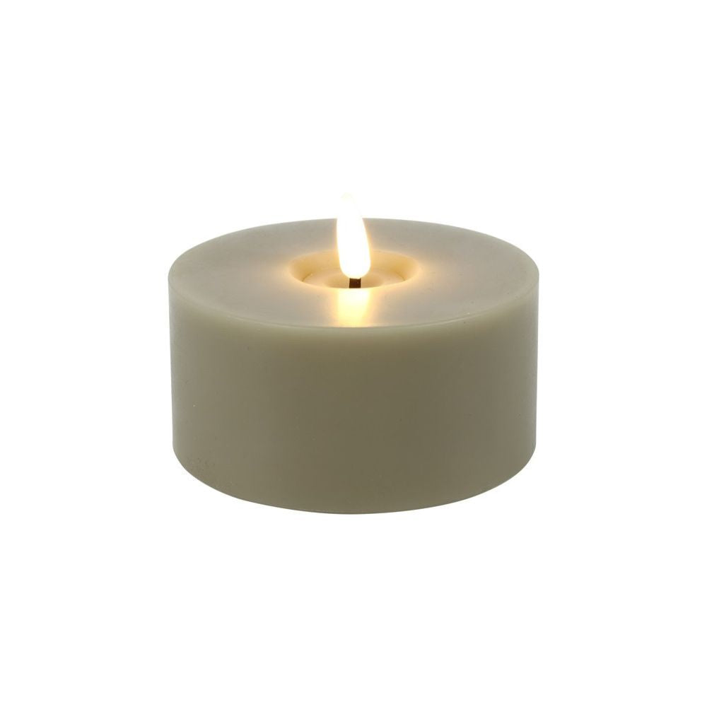 LED Stumpenkerze flach Kunststoff  beige