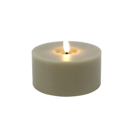 LED Stumpenkerze flach Kunststoff  beige