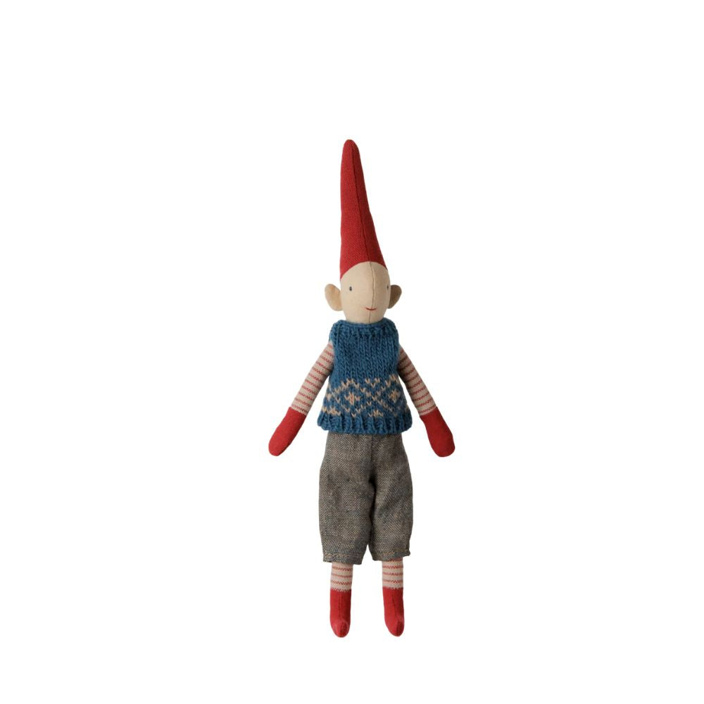 Maileg Pixy, Größe 1 – Junge – Blaue gestrickte Weste