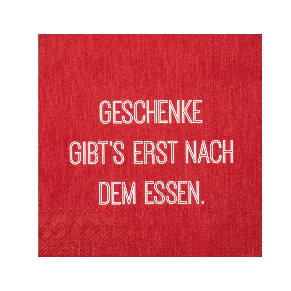 Serviette 33x33cm, Geschenke gibts erst nach dem Essen