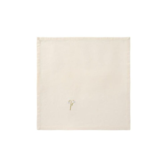 Ib Laursen Stoffserviette Flora m/Schneeglöckchen butter cream