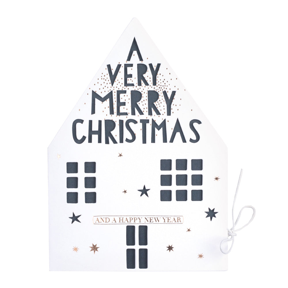 Weihnachtshauskarte-merry-christmas