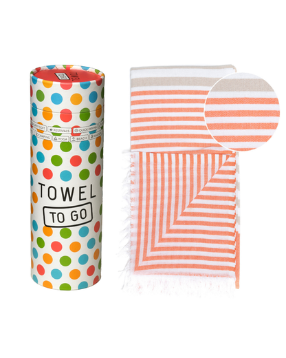 BALI Strand- und Hammamtuch in Geschenkbox, Orange/Beige