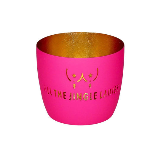 Madras, Windlicht, M, Motiv: All the jingle ladies, hot pink/gold
