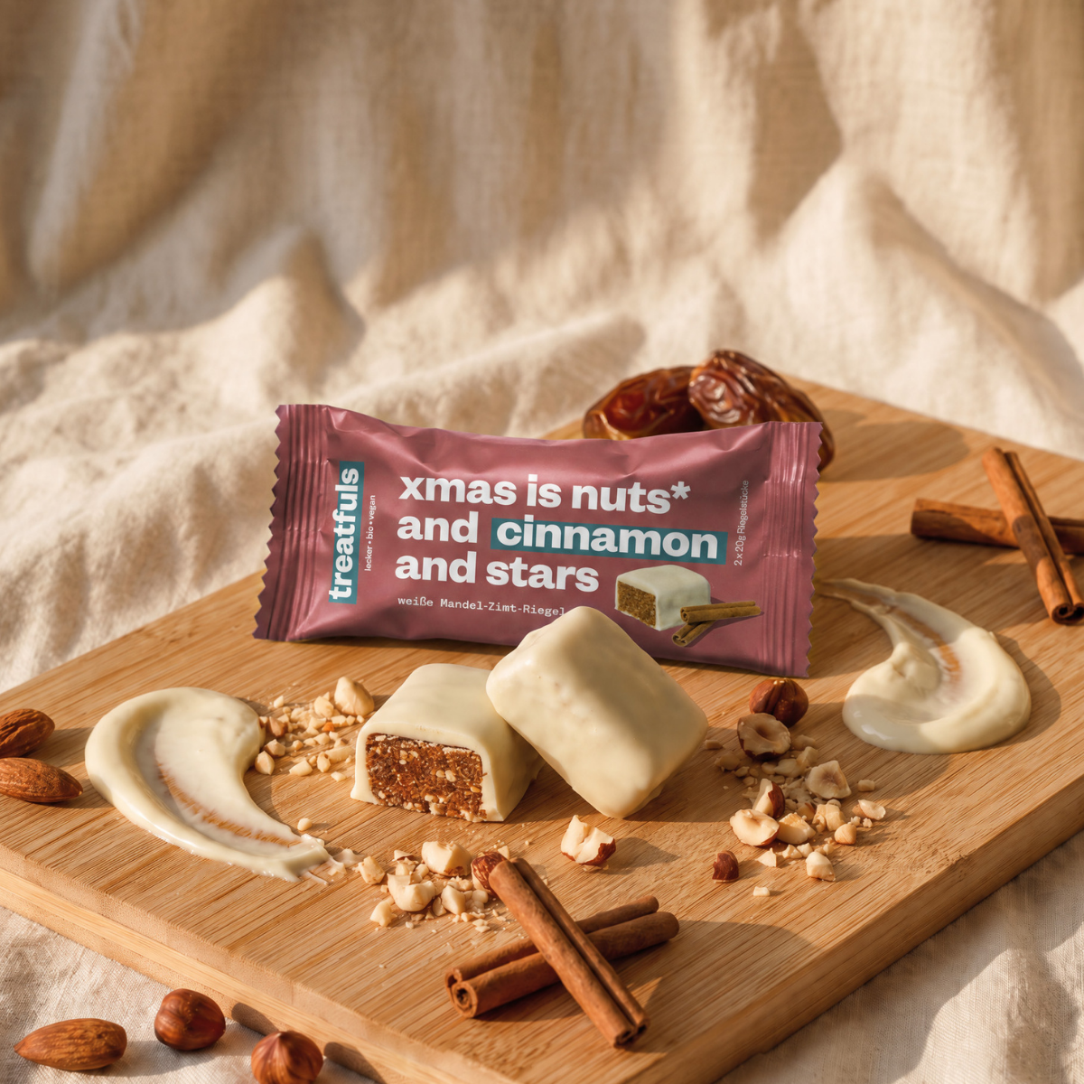 Weiße Schoko Zimt-Stern Riegel bio + vegan + glutenfrei
