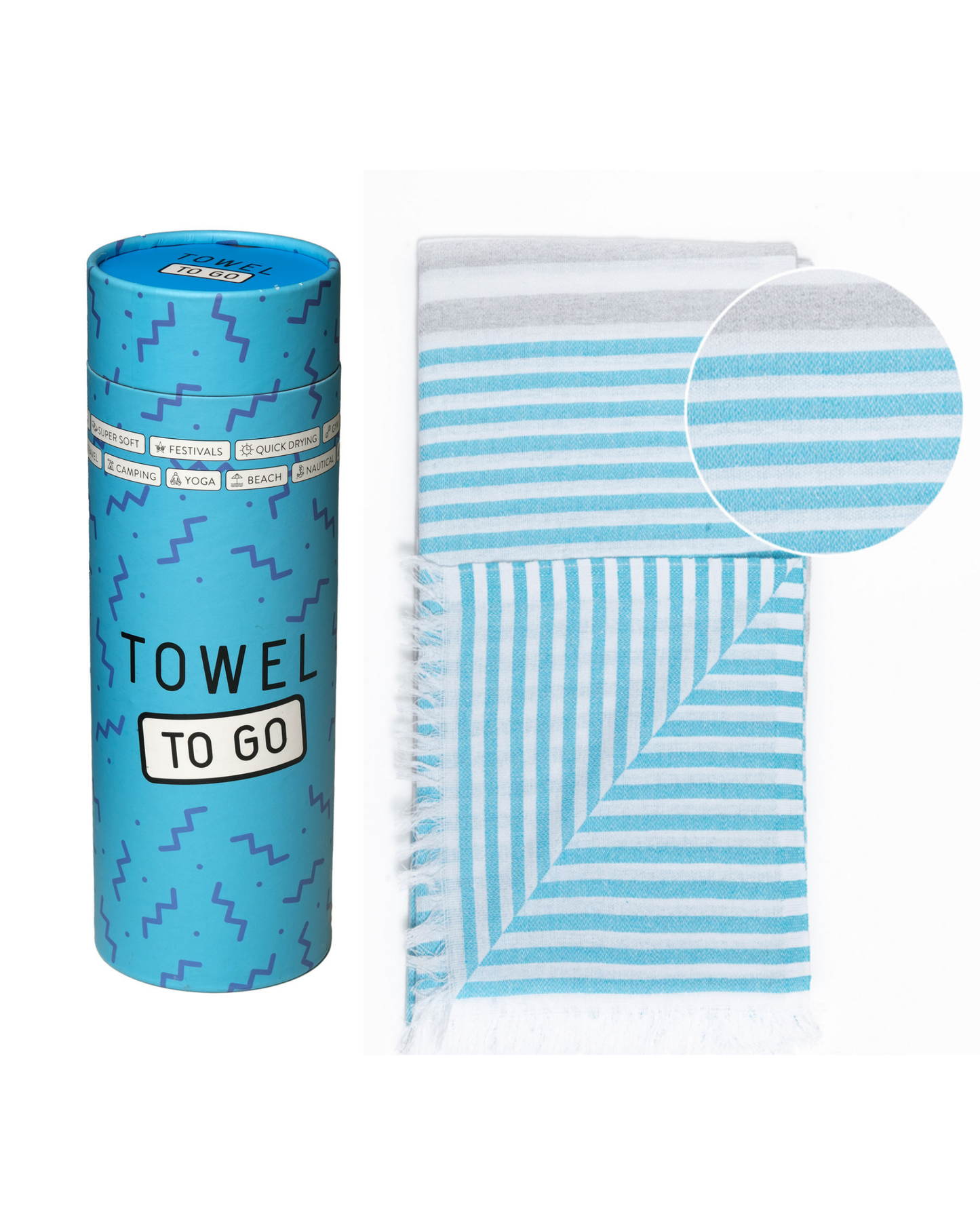 BALI Strandtuch, Hamamtuch in Geschenkbox, Blau/Grau