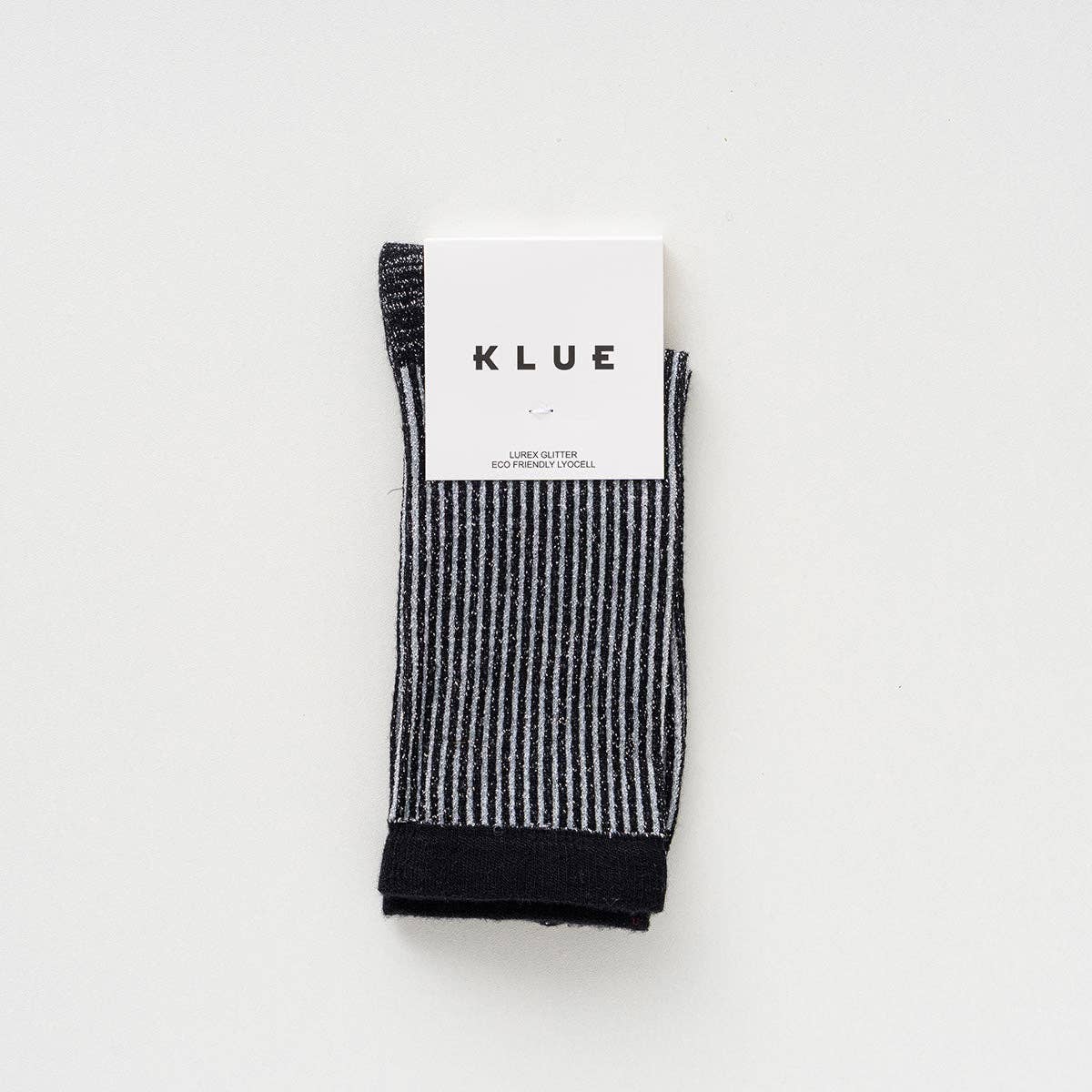 KLUE Glitter Lurex Socken aus umweltfreundlichem Lyocell | Streifen Schwarz