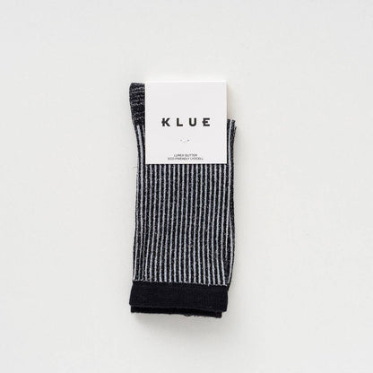 KLUE Glitter Lurex Socken aus umweltfreundlichem Lyocell | Streifen Schwarz