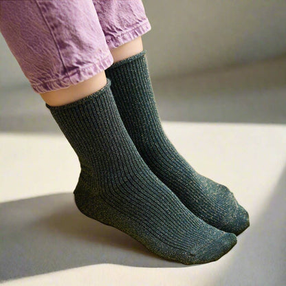 KLUE Glitzer-Lurex-Socken aus umweltfreundlichem Lyocell | Grün