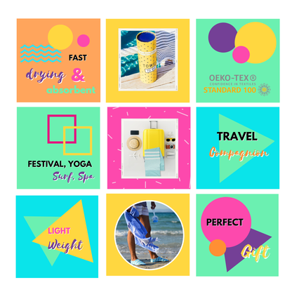 BALI Strandtuch, Hamamtuch in Geschenkbox, Blau/Grau
