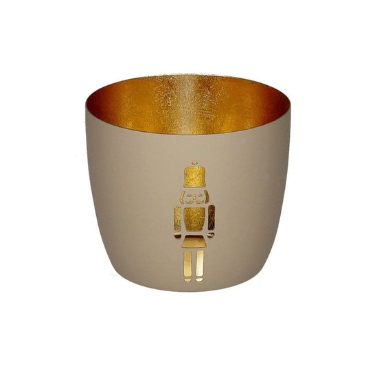 Madras, Windlicht, M, Motiv: Nussknacker, sandstone/gold