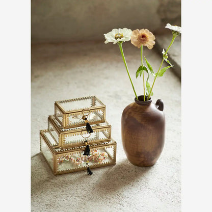 Glas Box Gold klein mit Tassel