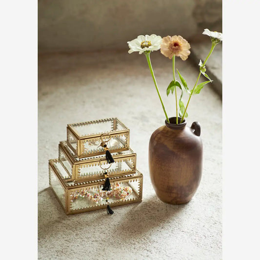 Glas Box Gold klein mit Tassel